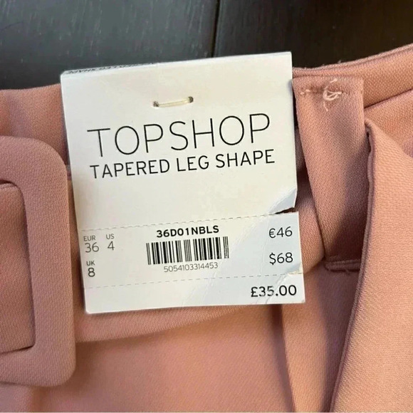 Topshop Trousers High Waisted Tapered  Leg Dress Pants Blush Pink Size 4 NWT - Picture 16 of 16